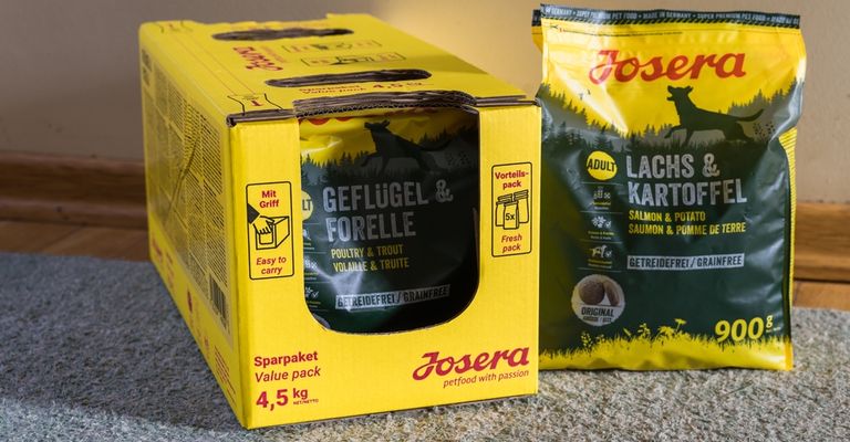 Getränk, Verpackung und Etikettierung, Karton, Dose, Materialeigenschaften, Schachtel, Schrift, Marke, Metall, Pappe, Josera Hundefutter Test, Erfahrungsbericht