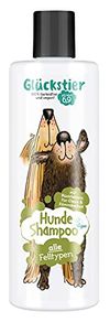 Glückstier Hundeshampoo, 250 ml, rückfettendes Shampoo für alle Hunderassen, für glänzendes Fell & bessere Kämmbarkeit, angepasster pH-Wert, 100 % vegan & tierleidfrei