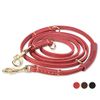 KENDUN Hundeleine Für Mittelgroßer Hunde, Hochwertiger Fettlederleine Mit Starkem Karabiner und Bequeme Griff, Mehrfach Verstellbare Reißfeste Und wasserdichte Lederleine - 2.3m x 12mm, Rot