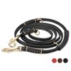 KENDUN Hundeleine Für Mittelgroßer Hunde, Hochwertiger Fettlederleine Mit Starkem Karabiner und Bequeme Griff, Mehrfach Verstellbare Reißfeste Und wasserdichte Lederleine - 2.3m x 12mm, Schwarz