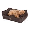 JAMAXX® Luxus Hundekörbchen Premium Kunstleder Couch Hundebett orthopädisch Sofa Memory Foam Hoher Rand visco-elastisch für kleine Hunde, Premium Faux-Leather, abwaschbar PDB2019 S 70x50 Nuss/braun