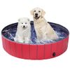 Hundepools 120 * 30cm Planschbecken für Haustier, Faltbarer Planschbecken mit Wasserablassventil für Hunde Haustiere Welpen Kinder PVC rutschfeste Badewanne, Rot