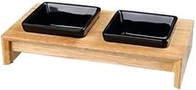 Trixie Napf-Set, Keramik/Holz - für Hunde 2x0,2 l/10 cm, 28x5x15 cm, schwarz