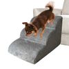 learnarmy Hundetreppe 3 Schichten Haustiertreppe katzentreppe mit Plüschbezug Leiter Hunderampe für kleinen Hund Teddy, 60x42x39 cm, grau