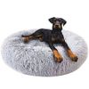 Fangqiyi Round Pet Bett, Plüsch-weiche waschbare Selbst Warming Beruhigende Hundebett Donut Cuddler Round Dog Bett bequem, Hellgrau 120CM