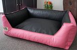 Hundebett Hundesofa Schlafplatz Kunstleder Similpelle Farbe und Größe wählbar von XS bis XXL (155 cm X 105 cm, rosa schwarz)