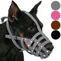 CollarDirect Maulkorb für Hunde, Leder, Dobermann, Deutscher Schäferhund, Dalmatiner, mittlere und große Rassen, Pink / Grau (L, Kastanienbraun)