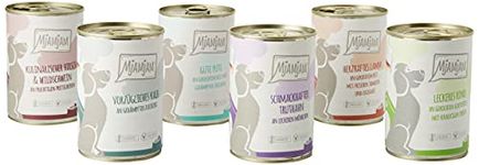 MjAMjAM - Premium Nassfutter für Hunde - Mixpaket II - mit Huhn & Ente, Rind, Pute, Kalb, Truthahn, Lamm, 6er Pack (6 x 400 g), naturbelassen mit extra viel Fleisch