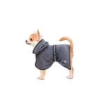 Bella & Balu Hundebademantel aus Mikrofaser + Pfotentuch – Saugfähiger Hunde Bademantel zum Trocknen nach dem Baden, Schwimmen oder Spaziergang im Regen (XS | Grau)