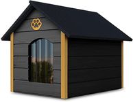 Outentin Hundehaus aus Holz - Gemütliches und stilvolles Haus für Ihren Hund mit isolierten Wänden - Wasserdicht - hundehaus Outdoor- Größe XL (Grau - Gelb)