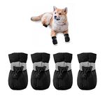 YAODHAOD Hundestiefel, rutschfeste Hundeschuhe ， Diese bequemen Hundeschuhe mit weichen Sohlen sind mit reflektierenden Trägern für kleine Hunde ausgestattet (2: L 3.5 cm*W 3 cm, Schwarz)