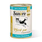 Sanoro Pferd pur, 100% Muskelfleisch vom Pferd, salzfrei - Premium-Hundefutter - singleprotein, hypoallergen - für Ausschlußdiäten geeignet (12 x 400 g)