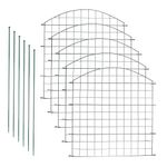 EINFEBEN Teichzaun Gartenzaun Zaun Teich mit 5 Zaunelemente und 6 Befestigungsstäben, Metallzaun Grün, Gitterzaun, Gartenzaun, Campingzaun (Oberbogen)