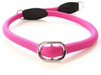 Leisegrün Hundehalsband Paracord | Verstellbares Hunde Halsband aus Nylon mit Zugstopp | Bis 52 cm Umfang | Pink Rosa Rot