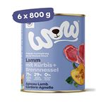 WOW Hundefutter nass Adult mit Lamm, 6X 800g I reichhaltiges Nassfutter für ausgewachsene Hunde Aller Rassen I Beste Qualität mit viel Fleisch, Kürbis & Brennnessel I hohe Akzeptanz & Verträglichkeit