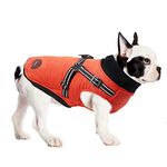 ubest Winter Hundemantel mit Hundegeschirr, Baumwolle Gefütterte Hundejacke Warm Winterjacke Wintermantel für Kleine Hunde, Orange, XL