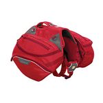 Ruffwear Strapazierfähiger Wander-Rucksack für Hunde, Inklusive 2 x 1L Wasserflasche, Mittelgroße Hunderassen, Größenverstellbar, Größe: M, Rot (Red Currant), Palisades Pack