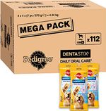 Pedigree DentaStix Daily Oral Care Zahnpflegesnack für große Hunde (+25 kg) – Hundeleckerli mit Huhn- & Rindgeschmack für jeden Tag – Großpackung (1 x 112 Stück)