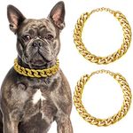 2 Stücke Hunde Link Kette Gold Halskette Kette für Hunde ABS Kunststoff Hunde Gold Halsband Kette Welpen Kostüm für Hunde (14 Zoll (35+7 cm))