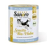 Sanoro Sensitiv Light Bio-Huhn - Premium Hundefutter bei Leishmaniose: Purin- und proteinreduziert in Bio-Qualität. Muskelfleisch vom Bio-Huhn mit Bio-Kartoffel und Bio-Karotte. (6 x 800g).