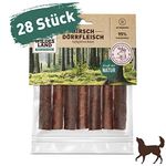 Wildes Land - Hirsch Dörrfleisch - 28 Stück - Kausnack für Hunde - Hoher Fleischanteil (95 %) - Natürlich belohnen - getreidefrei - Frisches, schonend getrocknetes Fleisch
