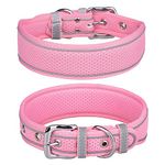 Hundehalsband Verstellbare Mesh Hunde Halsband Atmungsaktives Reflektierend Halsband Weich Gepolstertes K-9 Hundehalsband für Mittlere Große Hunde, 5 cm Breites Hundehalsband (Rosa, M)