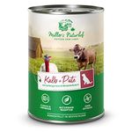 Müllers Naturhof - Kalb und Pute - 6 x 400 g - Nassfutter für alle Hunderassen - getreidefrei und glutenfrei - mit Gartengemüse und Wiesenkräutern - naturnahe Rezeptur mit 65% Fleisch