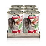 BEWI DOG Fleischkost reich an Wild [800 g] Dose | Nassfutter für Hunde | getreidefrei | sortenrein | Muskelfleisch & Innereien mit fester Fleischstruktur | 6 x 800 g