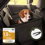 GÜTEWERK SEATER Hundesitz für Auto Rücksitz für kleine bis mittlere Hunde max 45 cm Schulterhöhe - stabiles & wasserfestes Material schwarz - Hunde-Autositz für Rückbank faltbar - Schutz für Autositze