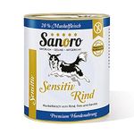Sanoro Sensitiv Rind - Premium Hundefutter bei Leishmaniose: Purinreduziert und proteinreduziert. Teil-Bio-Qualität mit Bio-Reis und Bio-Karotten (6 x 800 g)