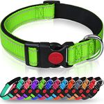 Taglory Hundehalsband, Weich Gepolstertes Neopren Nylon Hunde Halsband für Welpen, Verstellbare und Reflektierend für das Training, Grün