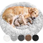 Wahre Tierliebe Hundebett Wolke 7 - Das Original - waschbar [L, 100cm, grau] Hundekissen, Hundekorb, Flauschiges Hundebett für große, mittelgroße & kleine Hunde