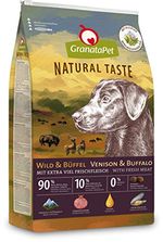 GranataPet Natural Taste Wild & Büffel, Trockenfutter für Hunde, Hundefutter ohne Getreide & ohne Zuckerzusätze, Alleinfuttermittel für ausgewachsene Hunde, 12 kg