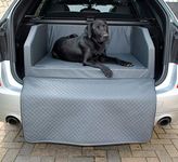 Mayaadi Home Premium Hundebett - 100 x 80 cm - Hochwertiger Autositz für Deinen Hund - Autohundebett mit Schutzdecke - Kofferraum Bett Hunde - Travel - Kunstleder - Grau - L