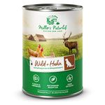 Müllers Naturhof - Wild und Huhn - 6 x 400 g - Nassfutter für alle Hunderassen - getreidefrei und glutenfrei - mit Gartengemüse und Wiesenkräutern - naturnahe Rezeptur mit 65% Fleisch