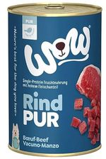 WOW PUR Protein Nassfutter mit Rind, 6x 400g | reichhaltiges Hundefutter für alle ausgewachsenen Hunderassen | beste Qualität mit hohem Fleisch- & Innereienanteil I getreidefrei & hohe Verträglichkeit