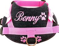 Hundegeschirr S M L XL XXL Brustgeschirr Name bestickt Jeans Rosa